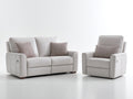 Ensemble de canapés - Cuir synthétique - 177x94x97 cm - Blanc perle - Style moderne avec relaxation électrique