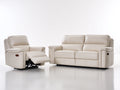 Ensemble de canapés - Cuir synthétique - 179x97x101 cm - Blanc crème - Style contemporain avec relaxation électrique et repose-pieds extensible