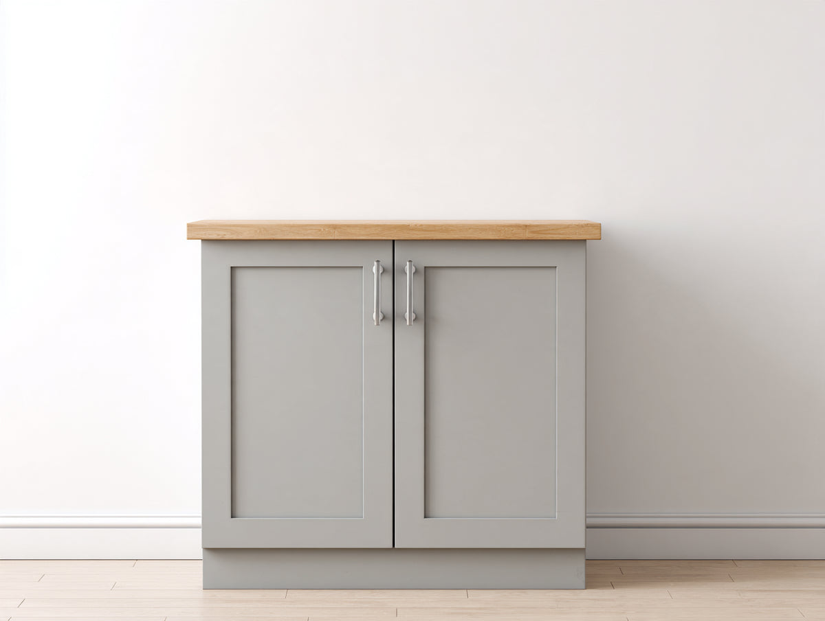 Buffet - Bois - 92x44x88 cm - Gris clair-Bois naturel - Style minimaliste moderne