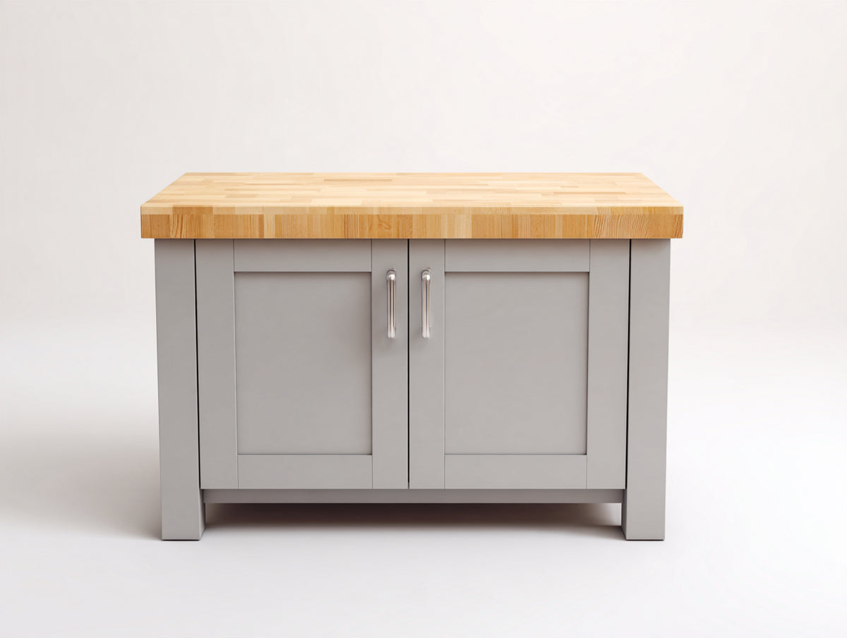 Buffet - Bois - 118x60x92 cm - Gris clair-Bois naturel - Style moderne