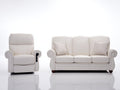 Ensemble de canapés - Cuir synthétique - 218x96x102 cm - Blanc ivoire - Style classique avec relaxation électrique