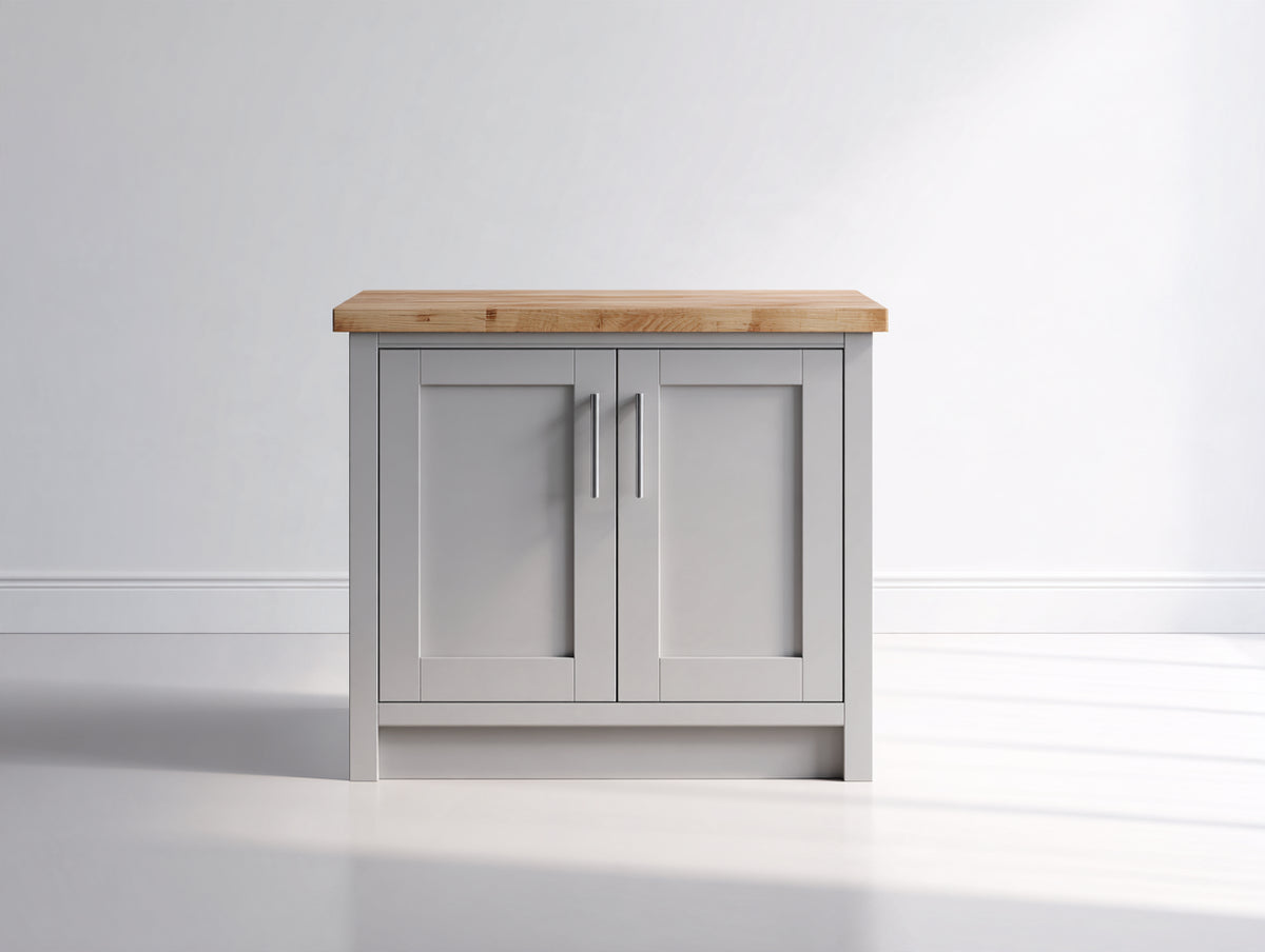 Buffet - Bois - 86x44x90 cm - Gris perle-Bois clair - Style contemporain compact