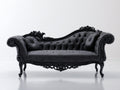 Chaise longue - Velours - 184x88x96 cm - Noir - Style baroque sculpté