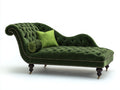Chaise longue - Velours - 190x86x91 cm - Vert olive - Style classique capitonné