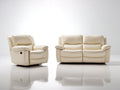 Ensemble de canapés - Cuir synthétique - 177x96x101 cm - Ivoire - Style contemporain avec relaxation électrique