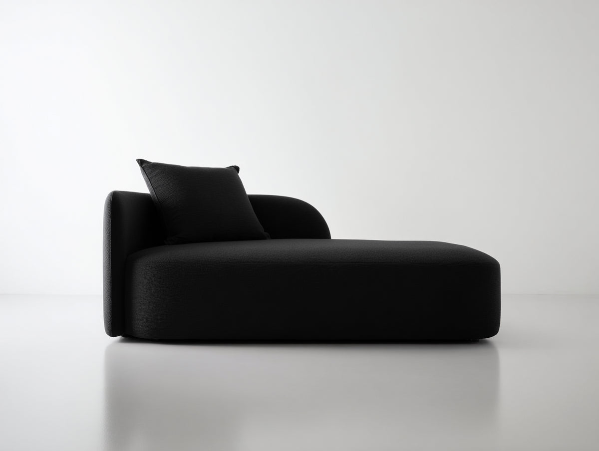 Chaise longue - Tissu - 168x92x73 cm - Noir - Style moderne minimaliste