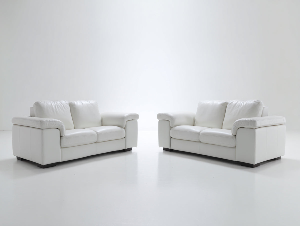 Ensemble de canapés - Cuir synthétique - 180x94x88 cm - Blanc ivoire - Style contemporain avec accoudoirs rembourrés