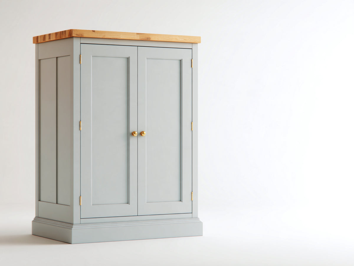 Buffet - Bois - 100x48x122 cm - Gris clair-Bois naturel - Style classique contemporain
