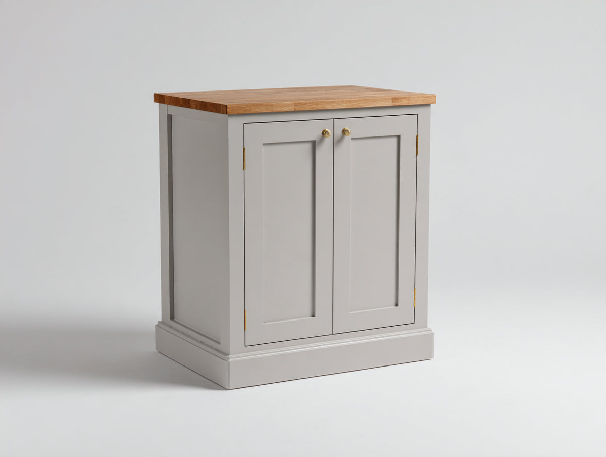 Buffet - Bois - 90x43x91 cm - Gris clair-Bois naturel - Style classique sobre