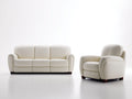Ensemble de canapés - Cuir synthétique - 216x94x96 cm - Blanc ivoire - Style classique avec accoudoirs arrondis