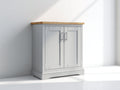 Buffet - Bois - 102x45x111 cm - Gris clair-Bois naturel - Style contemporain vertical