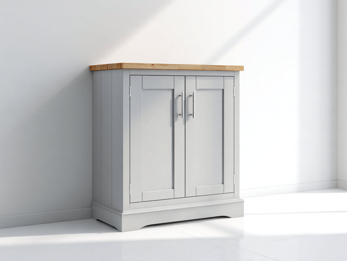 Buffet - Bois - 102x45x111 cm - Gris clair-Bois naturel - Style contemporain vertical