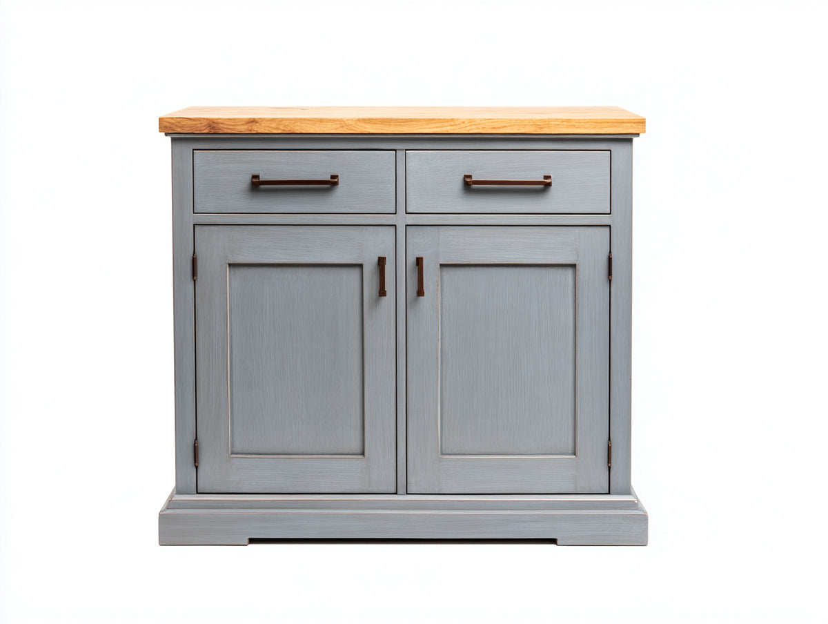 Buffet - Bois - 104x46x98 cm - Gris-Bois naturel - Style rustique contemporain