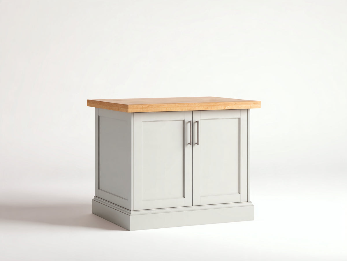 Buffet - Bois - 96x55x91 cm - Blanc cassé-Bois clair - Style classique contemporain