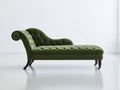 Chaise longue - Velours - 182x78x89 cm - Vert olive foncé - Style victorien capitonné