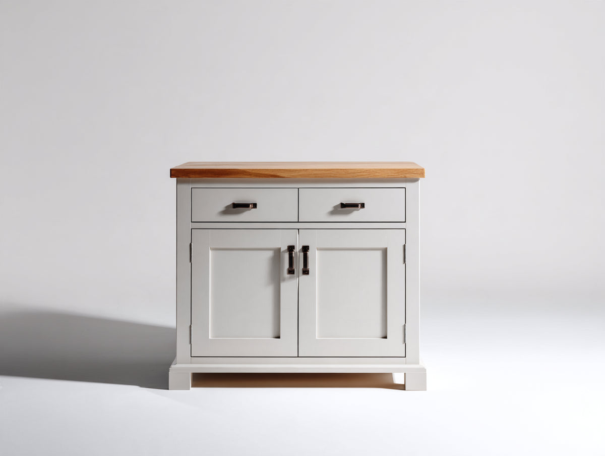 Buffet - Bois - 94x44x88 cm - Blanc-Chêne naturel - Style campagne moderne