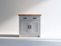 Buffet - Bois - 92x42x96 cm - Gris clair-Bois naturel - Style campagne moderne